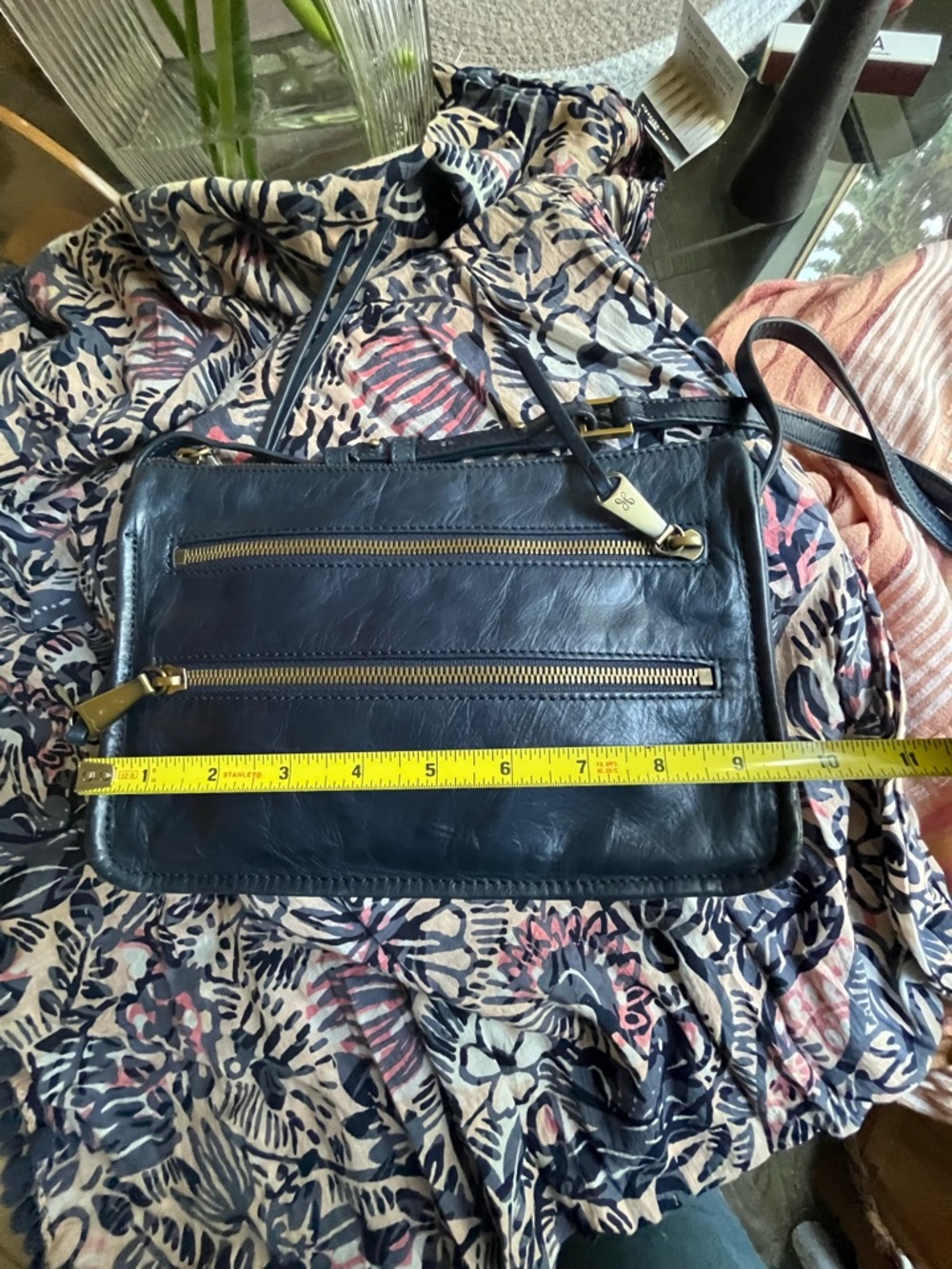 HOBO Navy Leather Crossbody with Gold Zippers - Picture 3 of 10